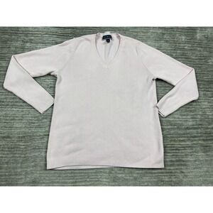 Karen Scott Sweater Womens Medium Pink‎ V-Neck Long Sleeve Cotton Ribbed